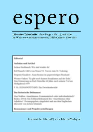 espero - Libertäre Zeitschrift, Nr. 1 (Jun. 2020)